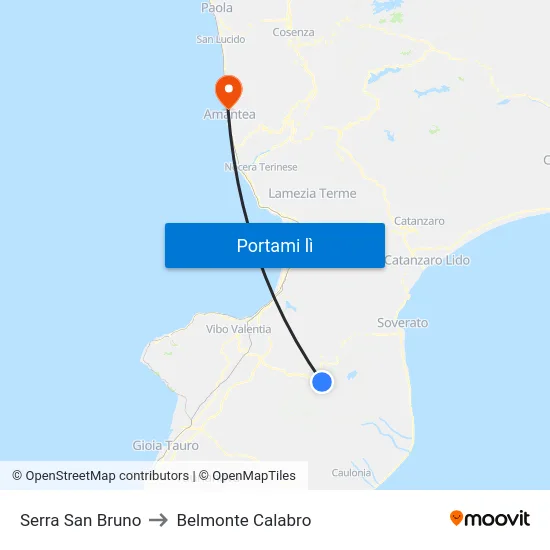 Serra San Bruno to Belmonte Calabro map
