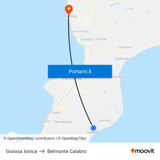 Gioiosa Ionica to Belmonte Calabro map
