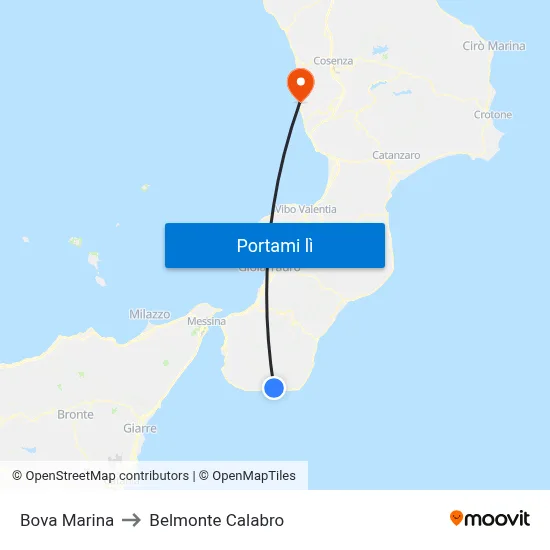 Bova Marina to Belmonte Calabro map