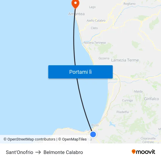 Sant'Onofrio to Belmonte Calabro map