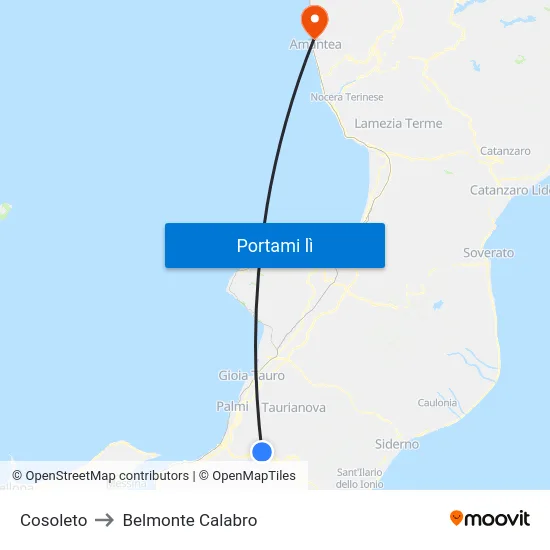 Cosoleto to Belmonte Calabro map