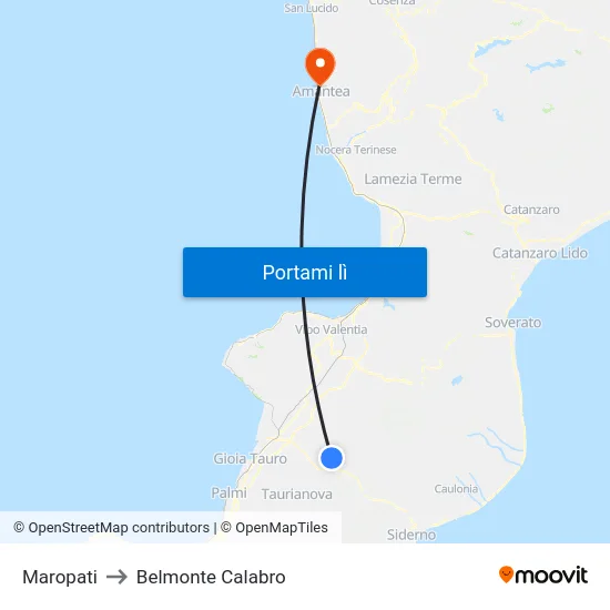 Maropati to Belmonte Calabro map