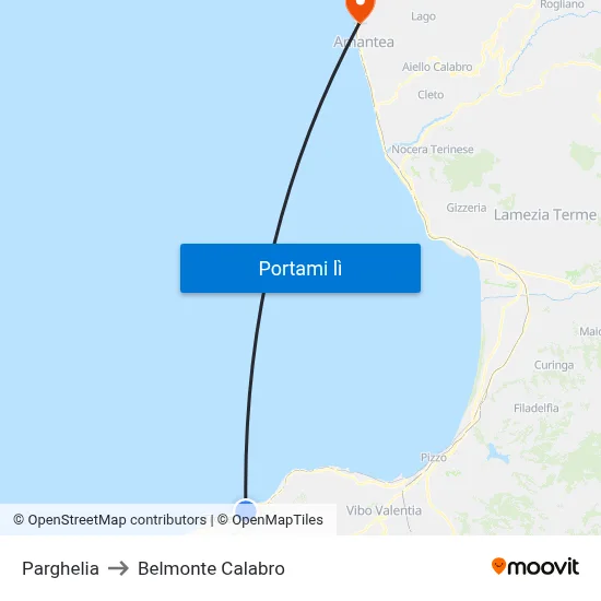 Parghelia to Belmonte Calabro map