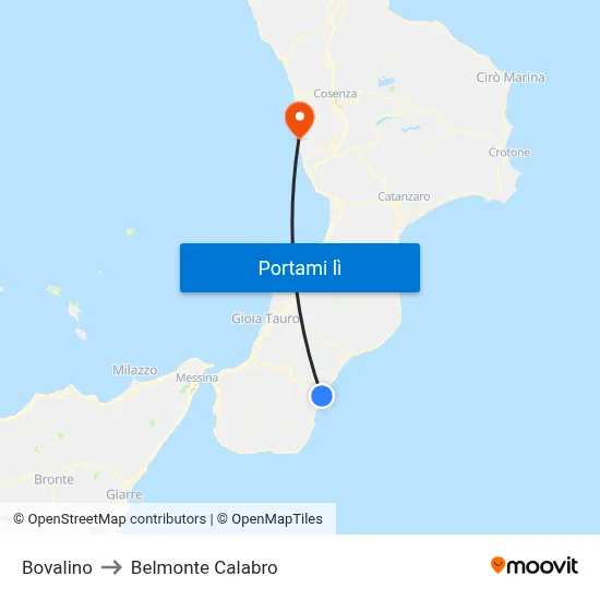 Bovalino to Belmonte Calabro map
