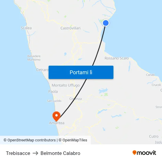 Trebisacce to Belmonte Calabro map