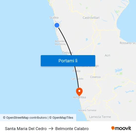 Santa Maria Del Cedro to Belmonte Calabro map
