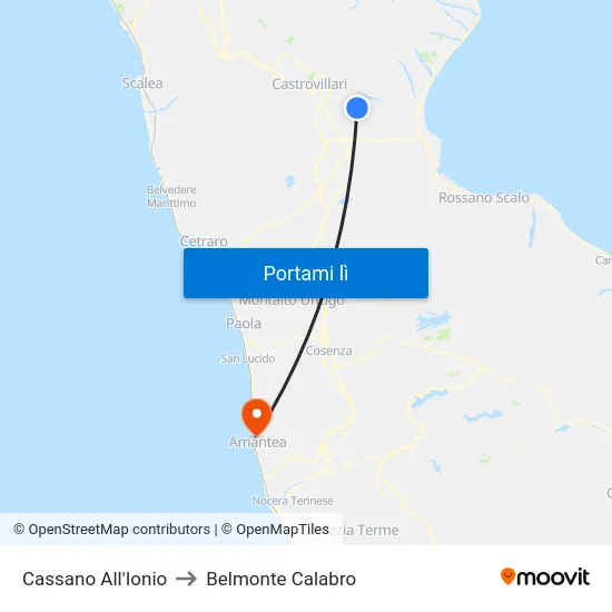 Cassano All'Ionio to Belmonte Calabro map