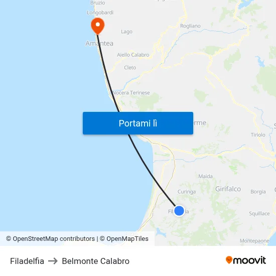 Filadelfia to Belmonte Calabro map