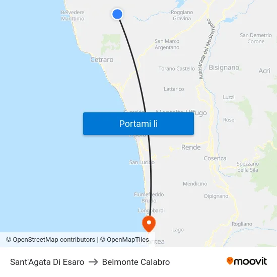 Sant'Agata Di Esaro to Belmonte Calabro map