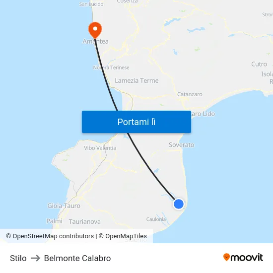 Stilo to Belmonte Calabro map