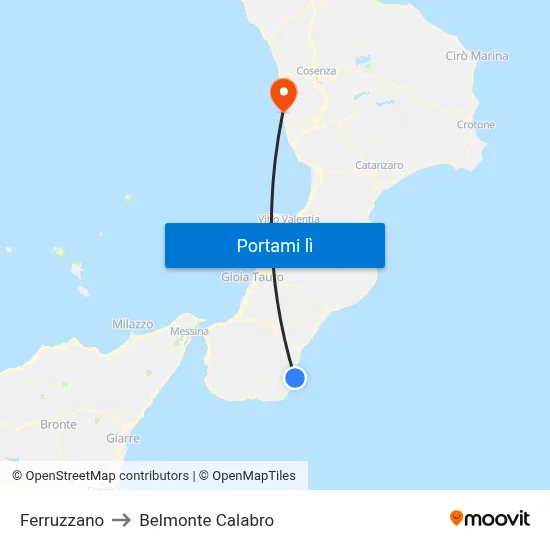 Ferruzzano to Belmonte Calabro map