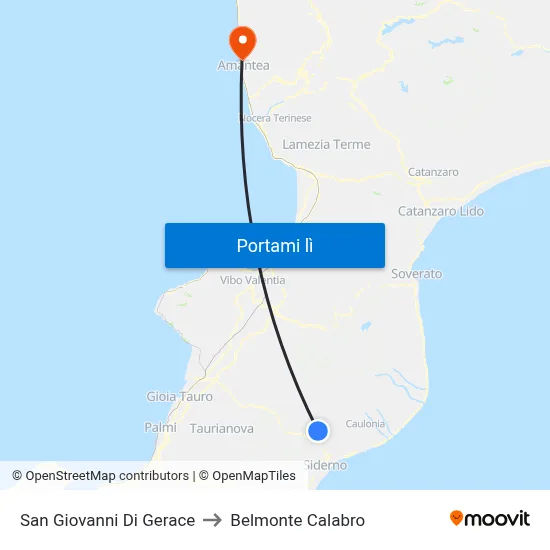 San Giovanni Di Gerace to Belmonte Calabro map