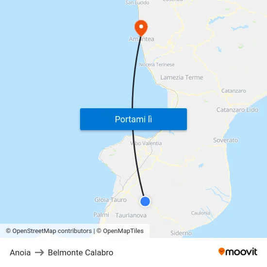 Anoia to Belmonte Calabro map