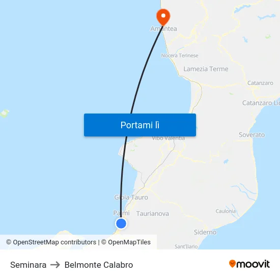 Seminara to Belmonte Calabro map