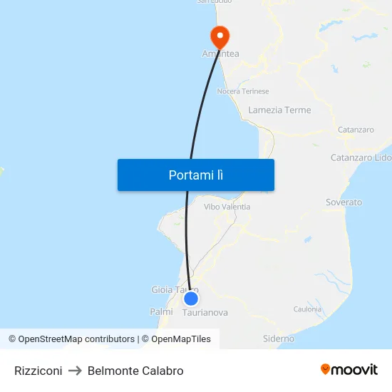 Rizziconi to Belmonte Calabro map