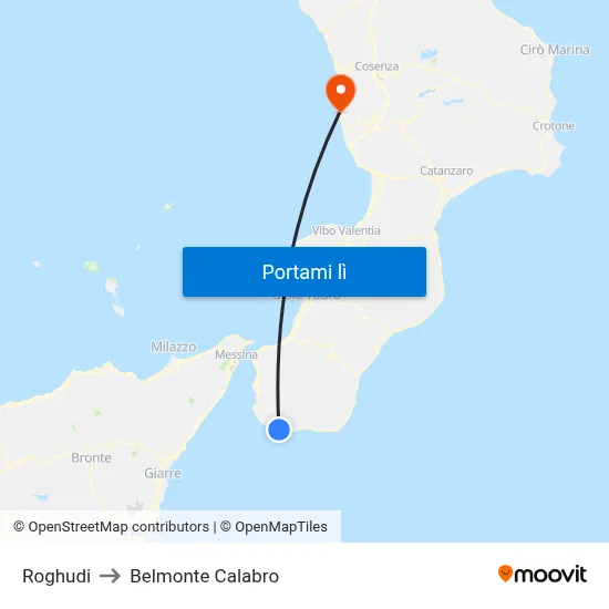 Roghudi to Belmonte Calabro map