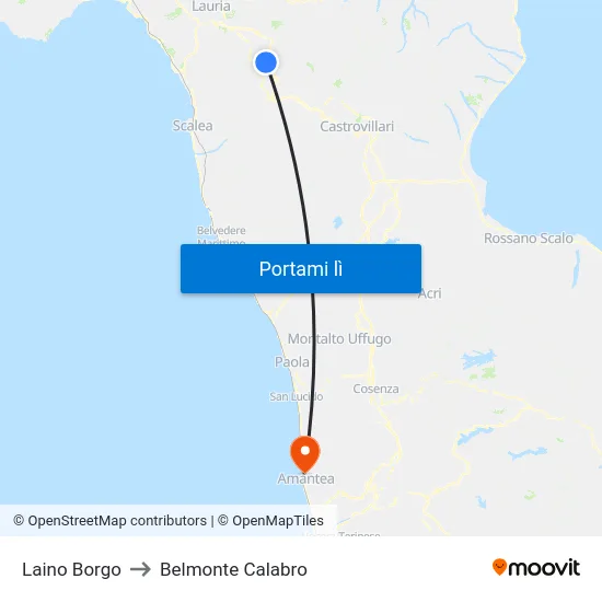 Laino Borgo to Belmonte Calabro map