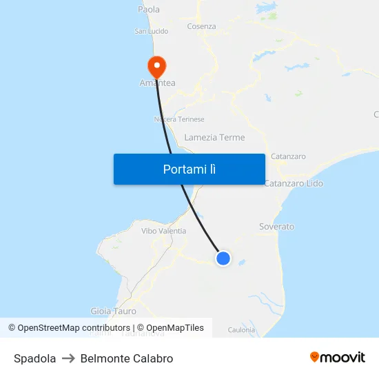 Spadola to Belmonte Calabro map