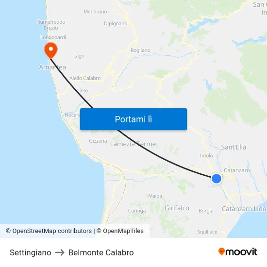 Settingiano to Belmonte Calabro map