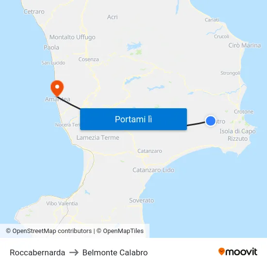 Roccabernarda to Belmonte Calabro map