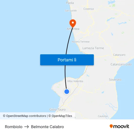 Rombiolo to Belmonte Calabro map