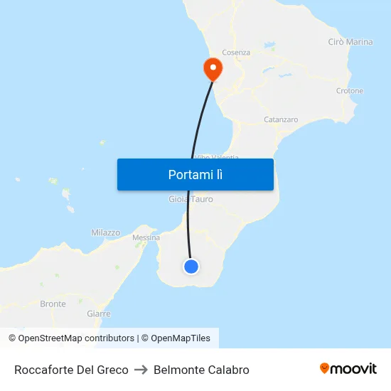Roccaforte Del Greco to Belmonte Calabro map