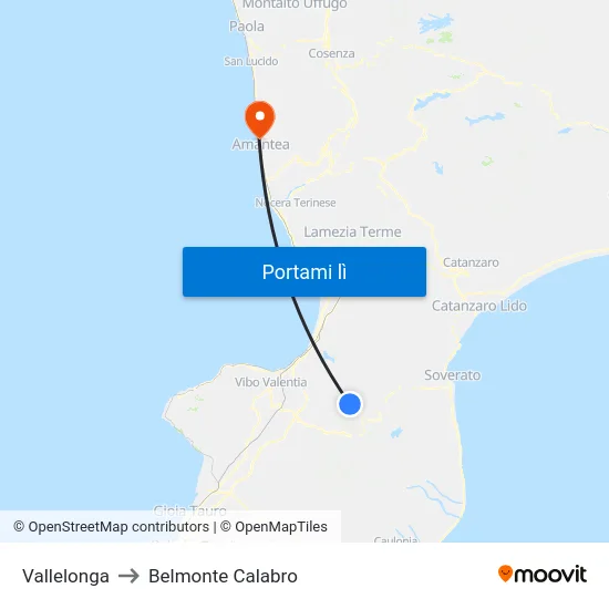 Vallelonga to Belmonte Calabro map