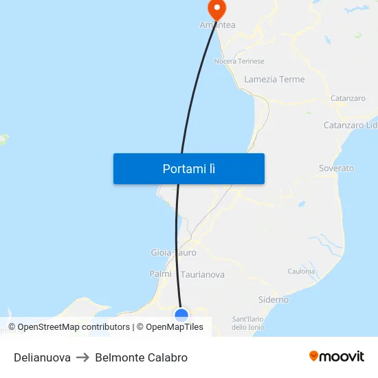 Delianuova to Belmonte Calabro map