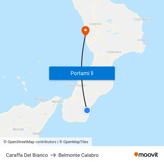 Caraffa Del Bianco to Belmonte Calabro map