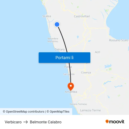 Verbicaro to Belmonte Calabro map