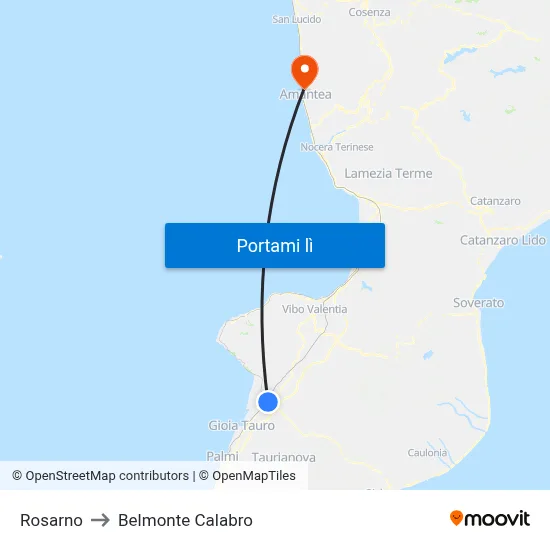 Rosarno to Belmonte Calabro map