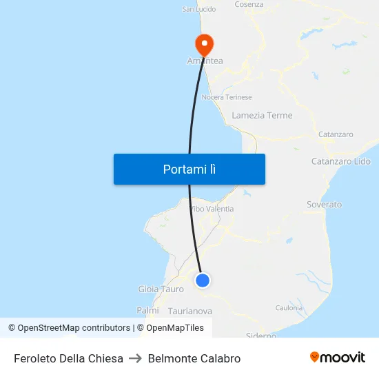 Feroleto Della Chiesa to Belmonte Calabro map