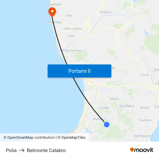 Polia to Belmonte Calabro map