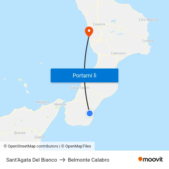 Sant'Agata Del Bianco to Belmonte Calabro map