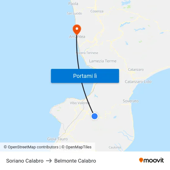 Soriano Calabro to Belmonte Calabro map