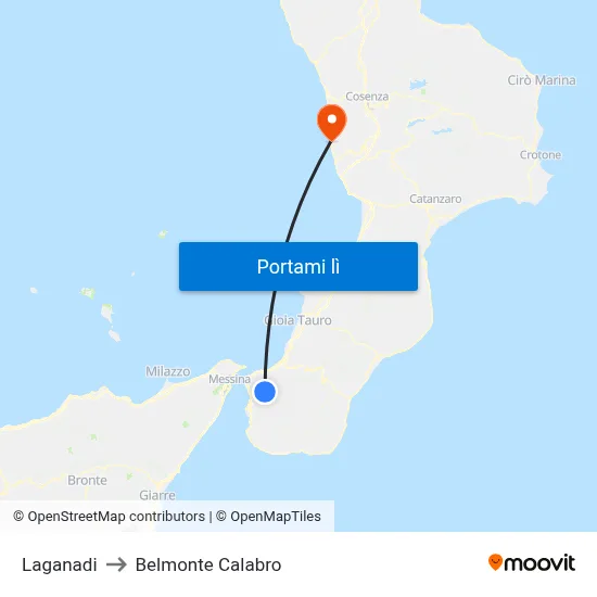 Laganadi to Belmonte Calabro map