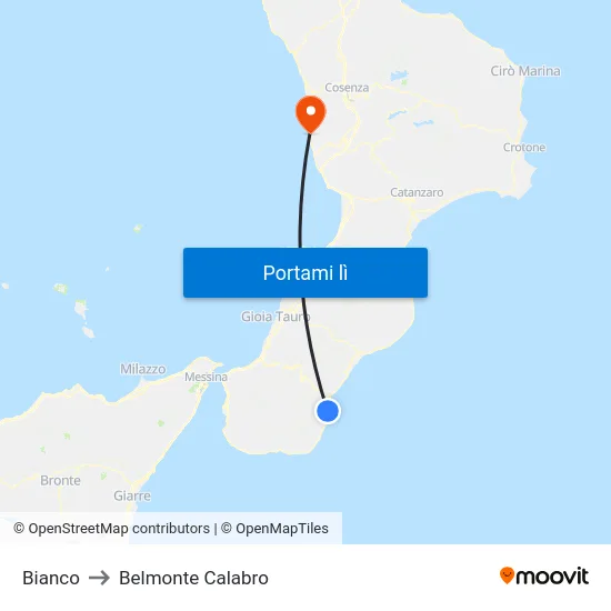 Bianco to Belmonte Calabro map