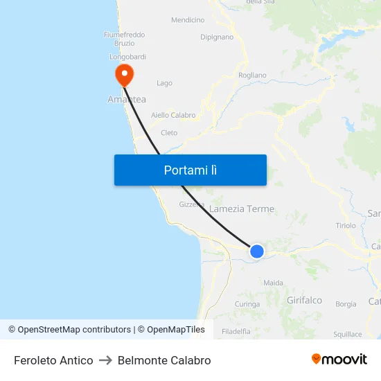 Feroleto Antico to Belmonte Calabro map