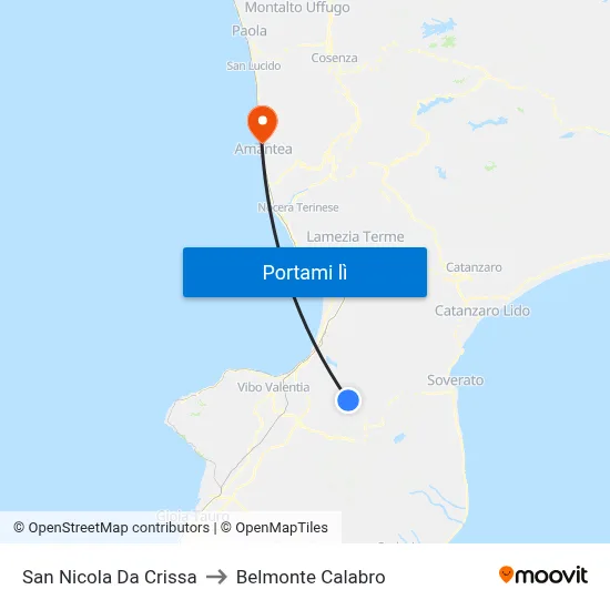 San Nicola Da Crissa to Belmonte Calabro map