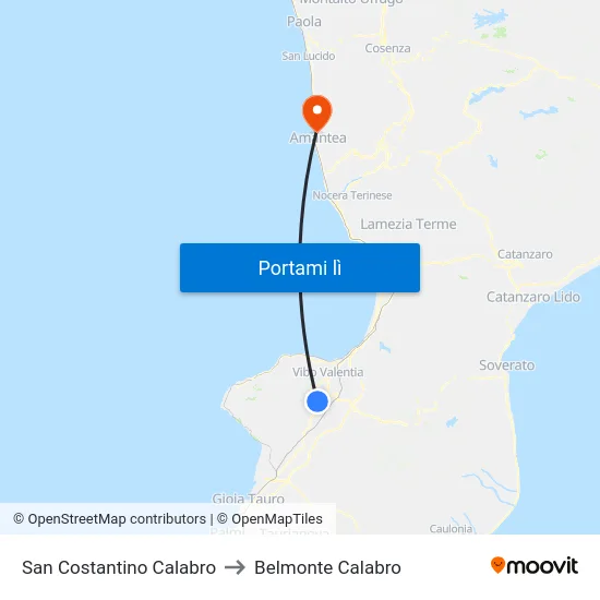 San Costantino Calabro to Belmonte Calabro map