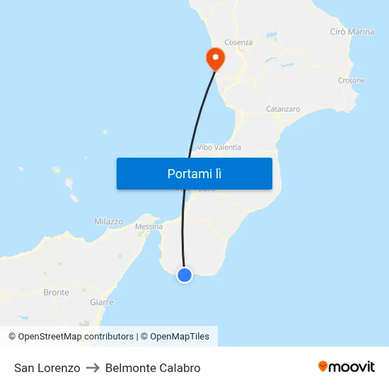 San Lorenzo to Belmonte Calabro map