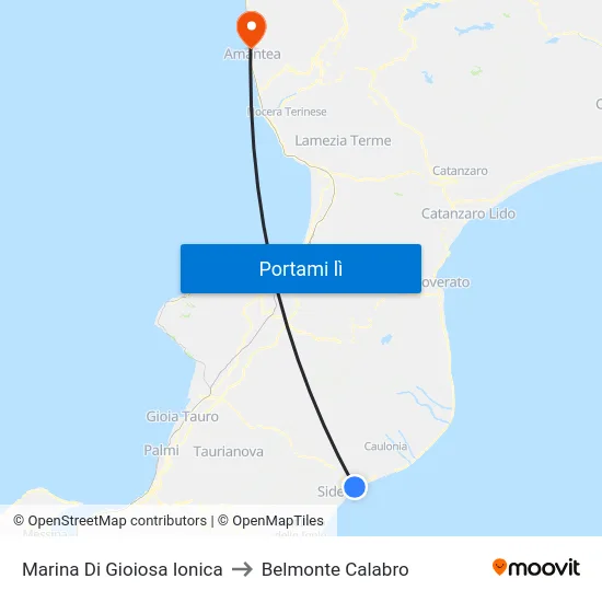 Marina Di Gioiosa Ionica to Belmonte Calabro map