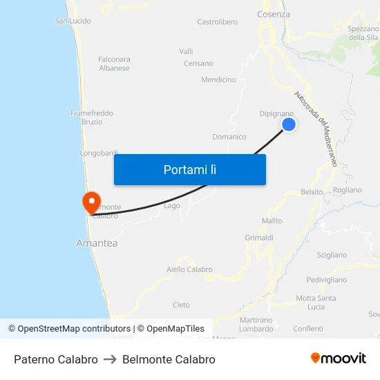 Paterno Calabro to Belmonte Calabro map