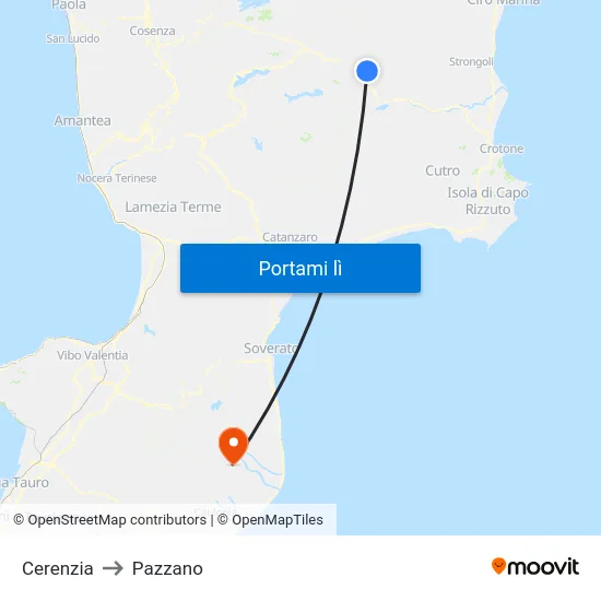 Cerenzia to Pazzano map