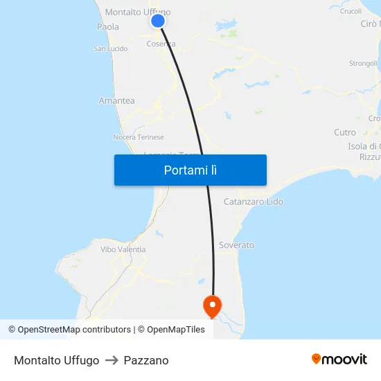 Montalto Uffugo to Pazzano map