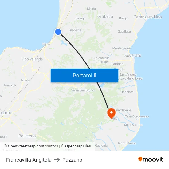 Francavilla Angitola to Pazzano map