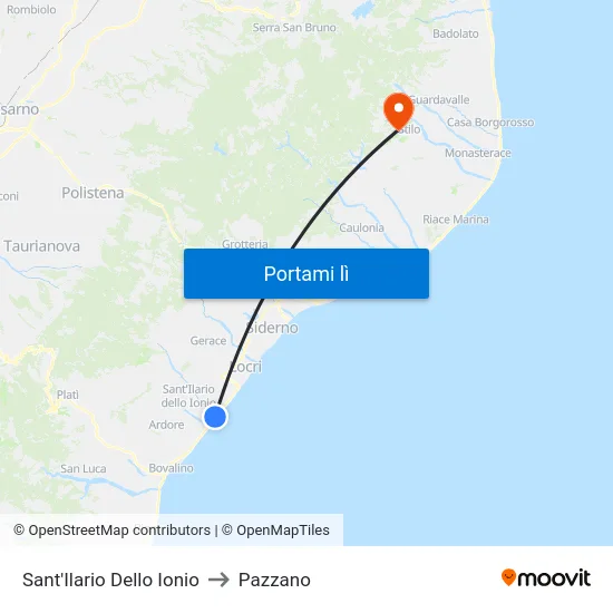 Sant'Ilario Dello Ionio to Pazzano map