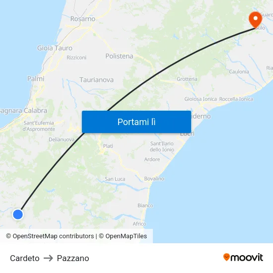 Cardeto to Pazzano map