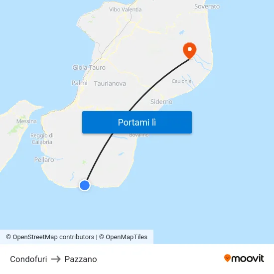 Condofuri to Pazzano map