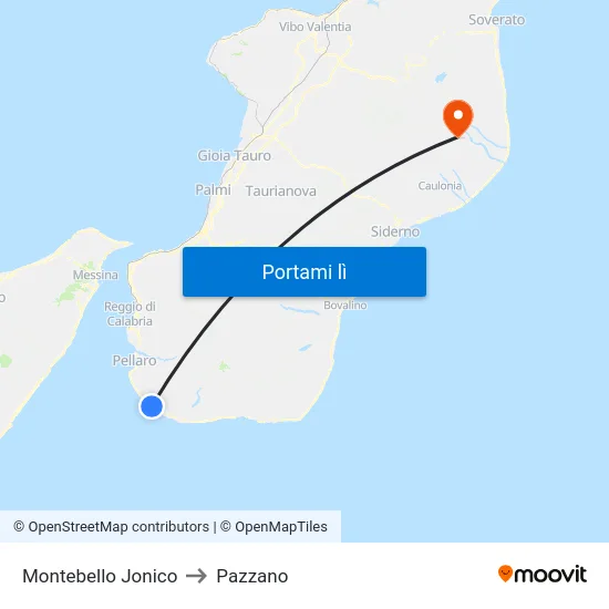 Montebello Jonico to Pazzano map